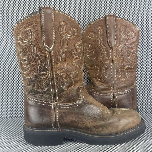 JB Dillon Cowboy Boots Mens 6.5 D Brown Leather Western Made In Mexico - Picture 3 of 15